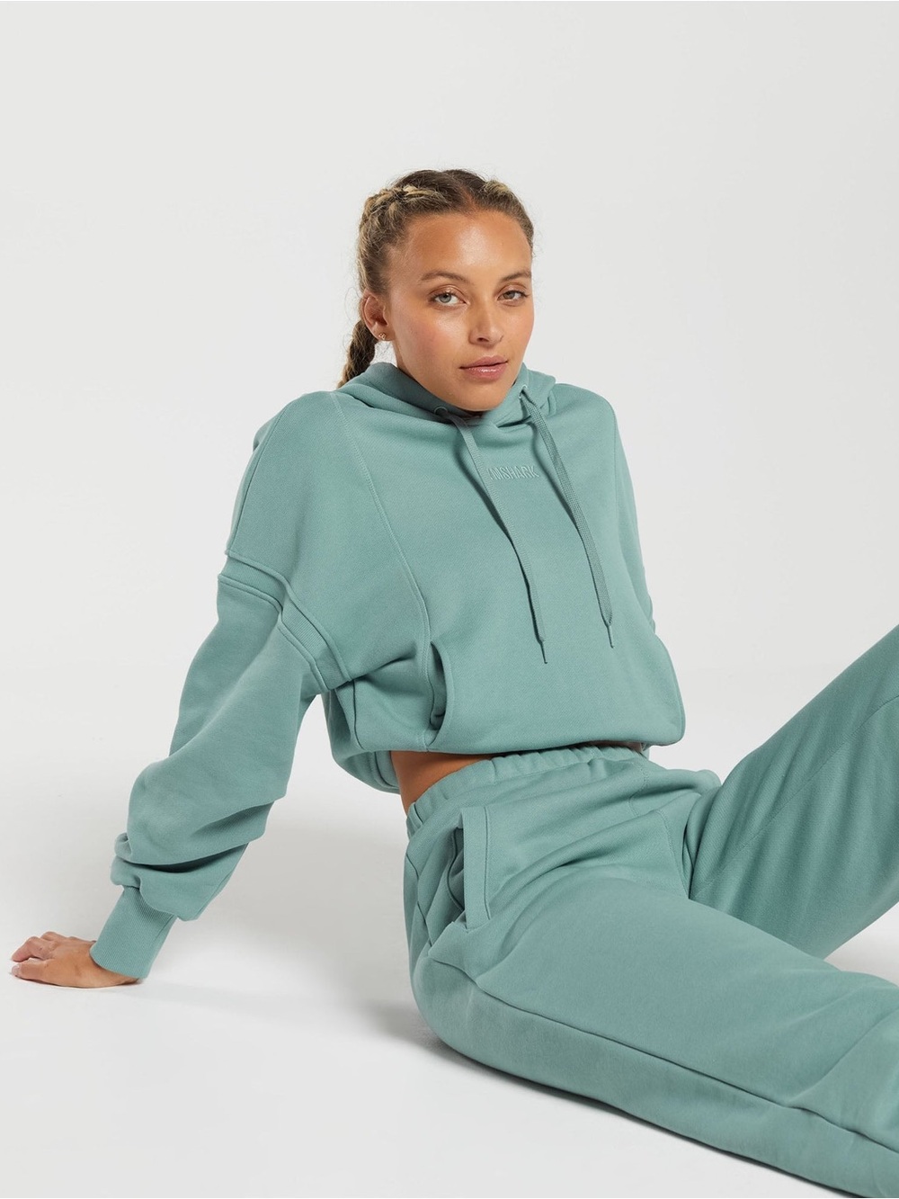 GYMSHARK Women’s Loopback Sweat Hoodie 100% Cotton Blue Hooded Sweatshirt Small